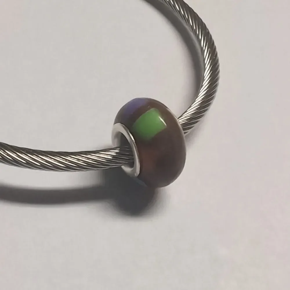 Brown Purple Red White‎ Block Charm for Pandora Style Bracelet - Picture 5 of 5